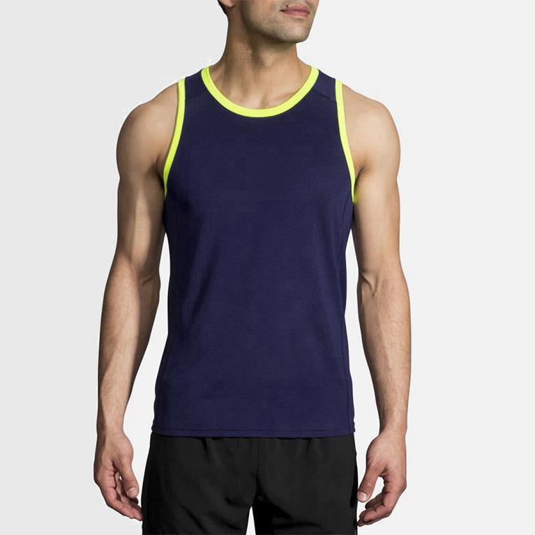 Brooks Distance Running Tank Herre Pris - Blå - Norge (WAF125037)